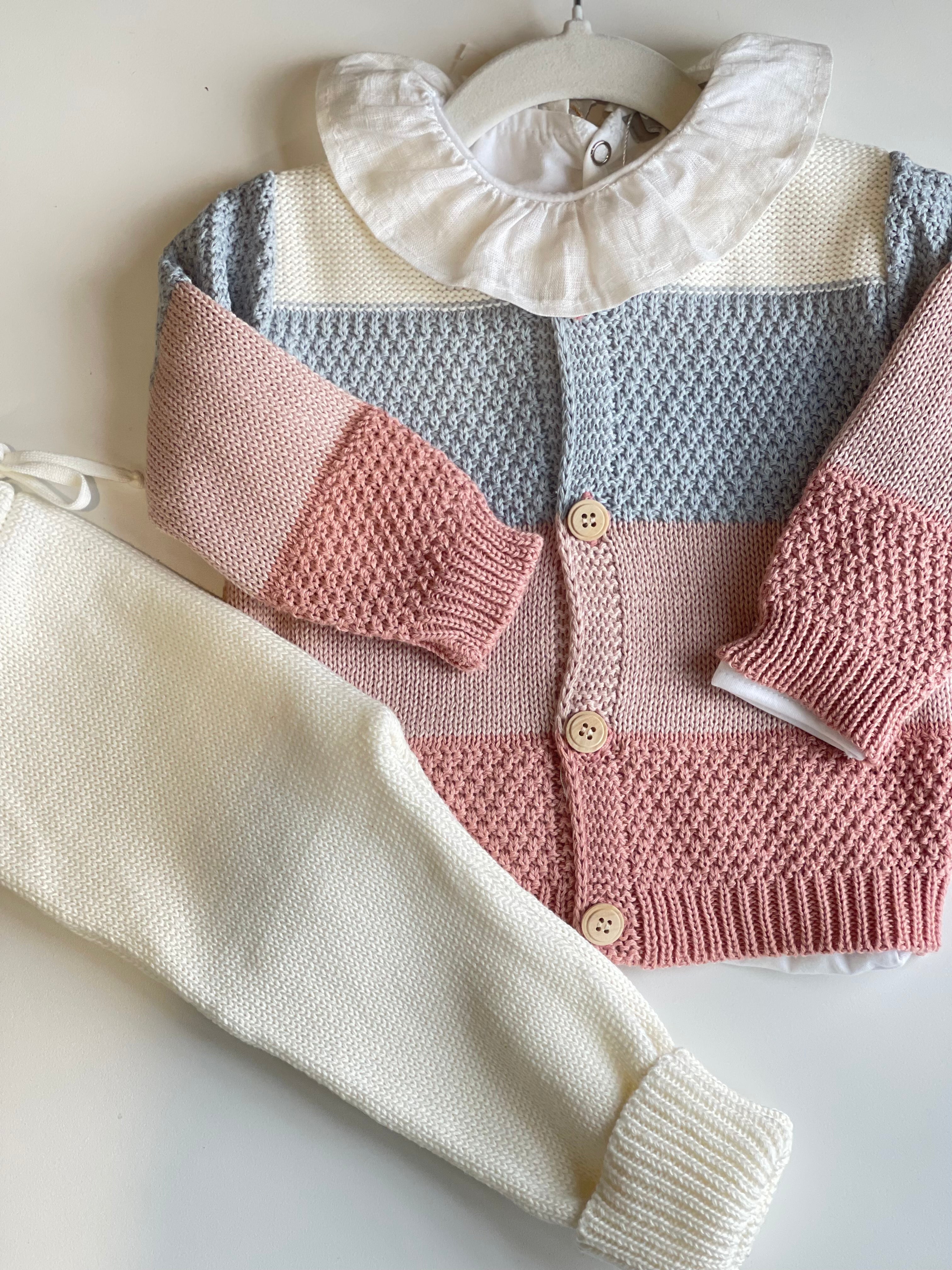 Conjunto de Tricot - Listrado Rosa