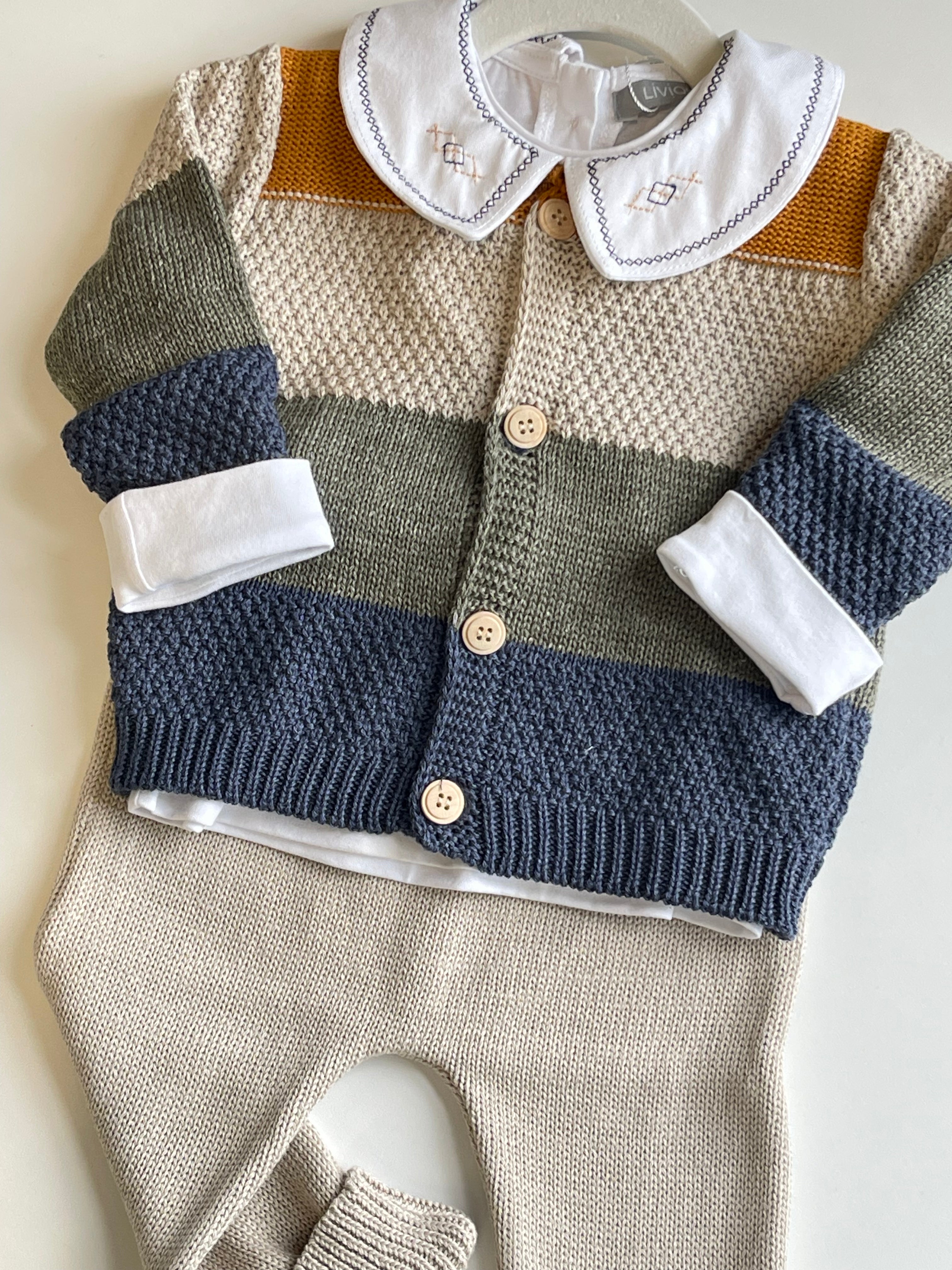 Conjunto de Tricot - Listrado Azul