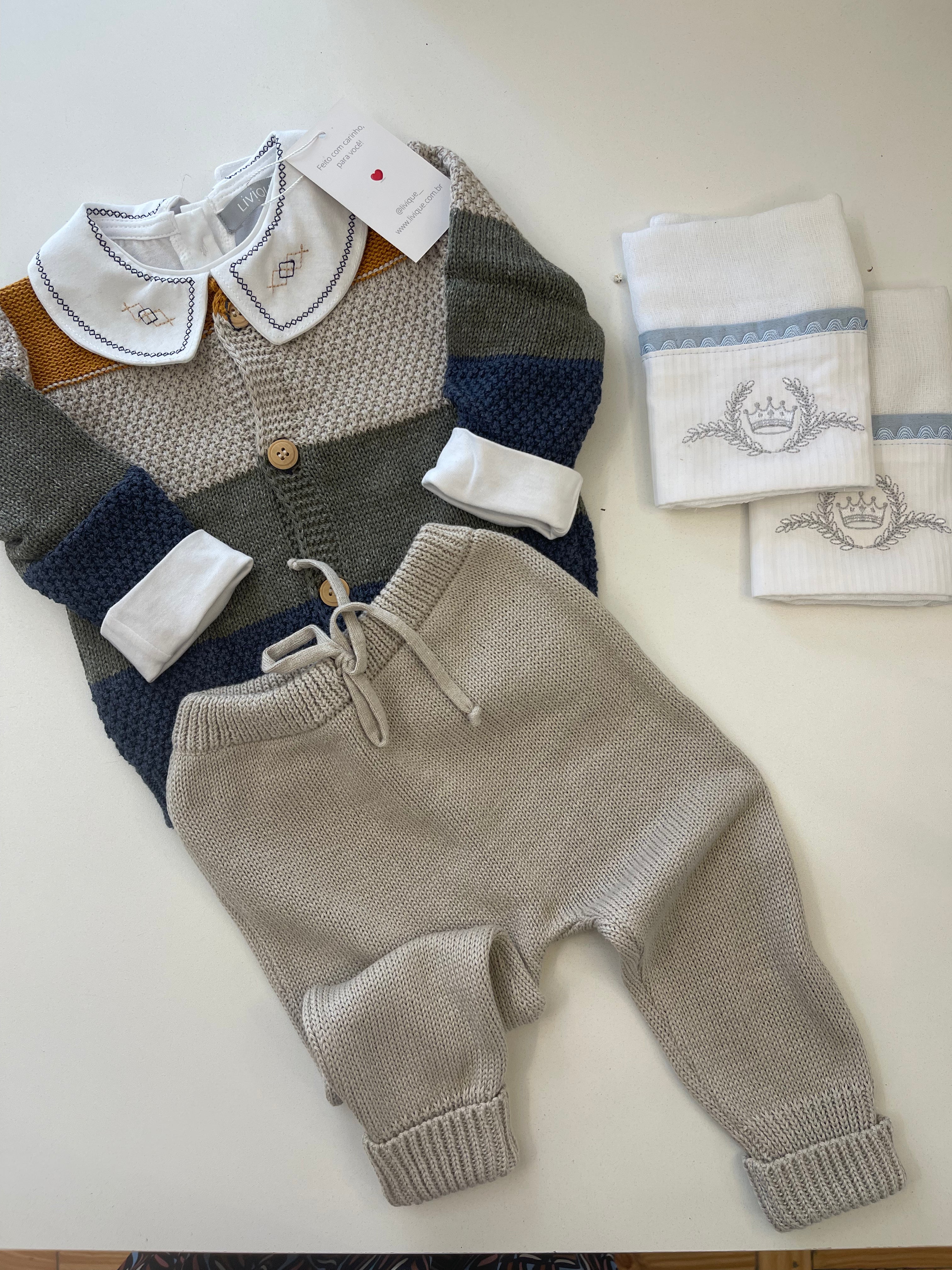 Conjunto de Tricot - Listrado Azul